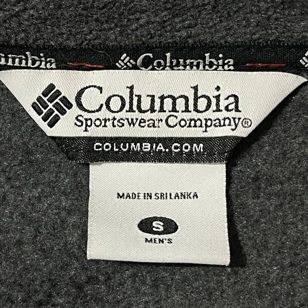 Columbia Full Zip Fleece Jacket Men's Small Charcoal BRAND EMBROIDERY